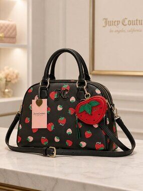 Juicy Couture Sweet N Juicy Strawberry Bowler Bag Coin Pouch NWT
